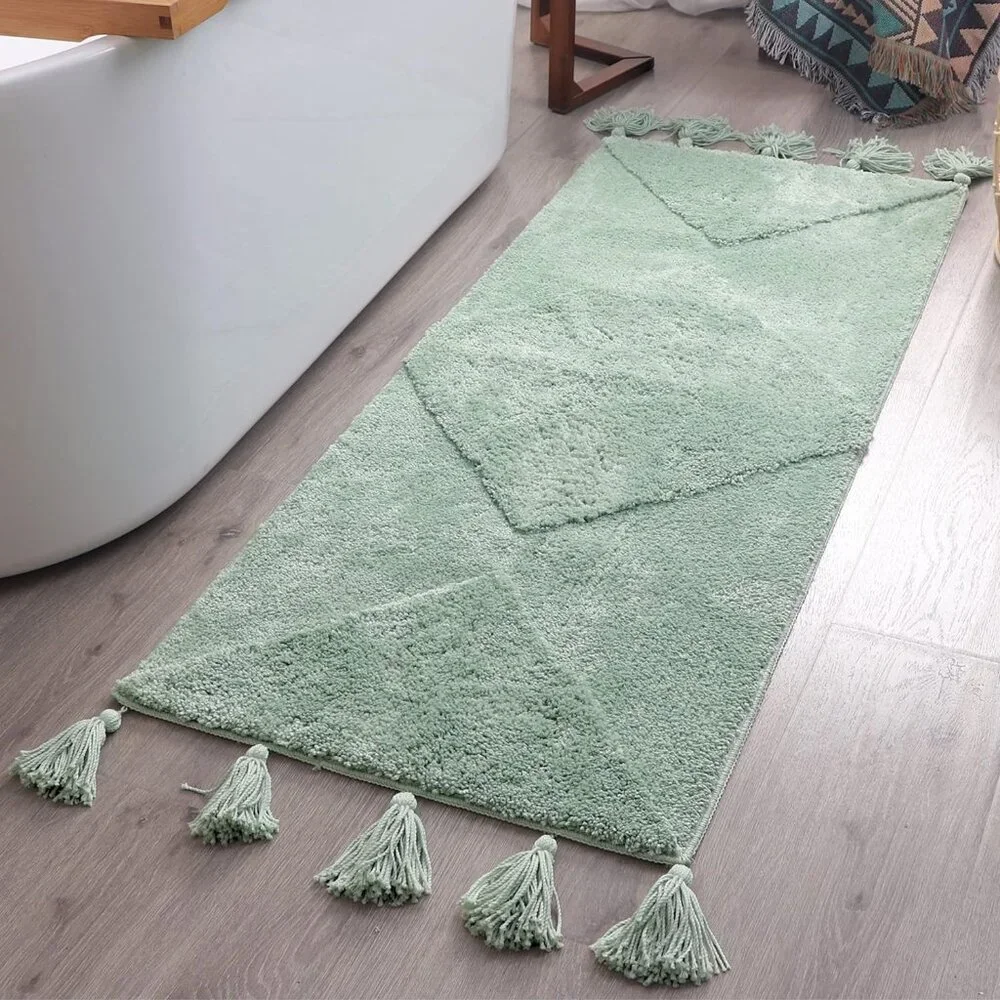 Boho Bath Mat Ming Green Bathroom Runner Decor 20x60